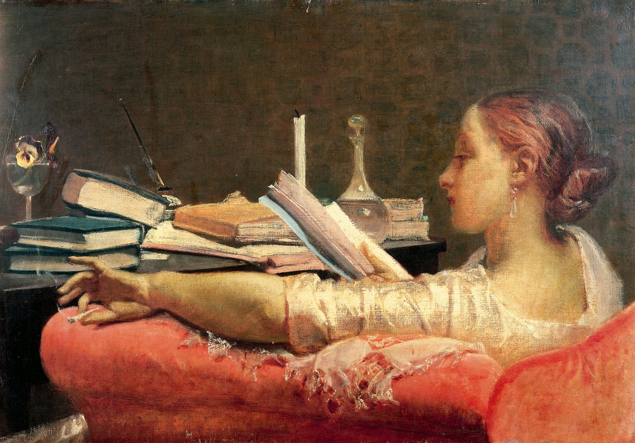 Okuyucu, Federico Faruffini (1831-1869), tuval üzerine yağlı boya, 405 cm x59 by Federico Faruffini