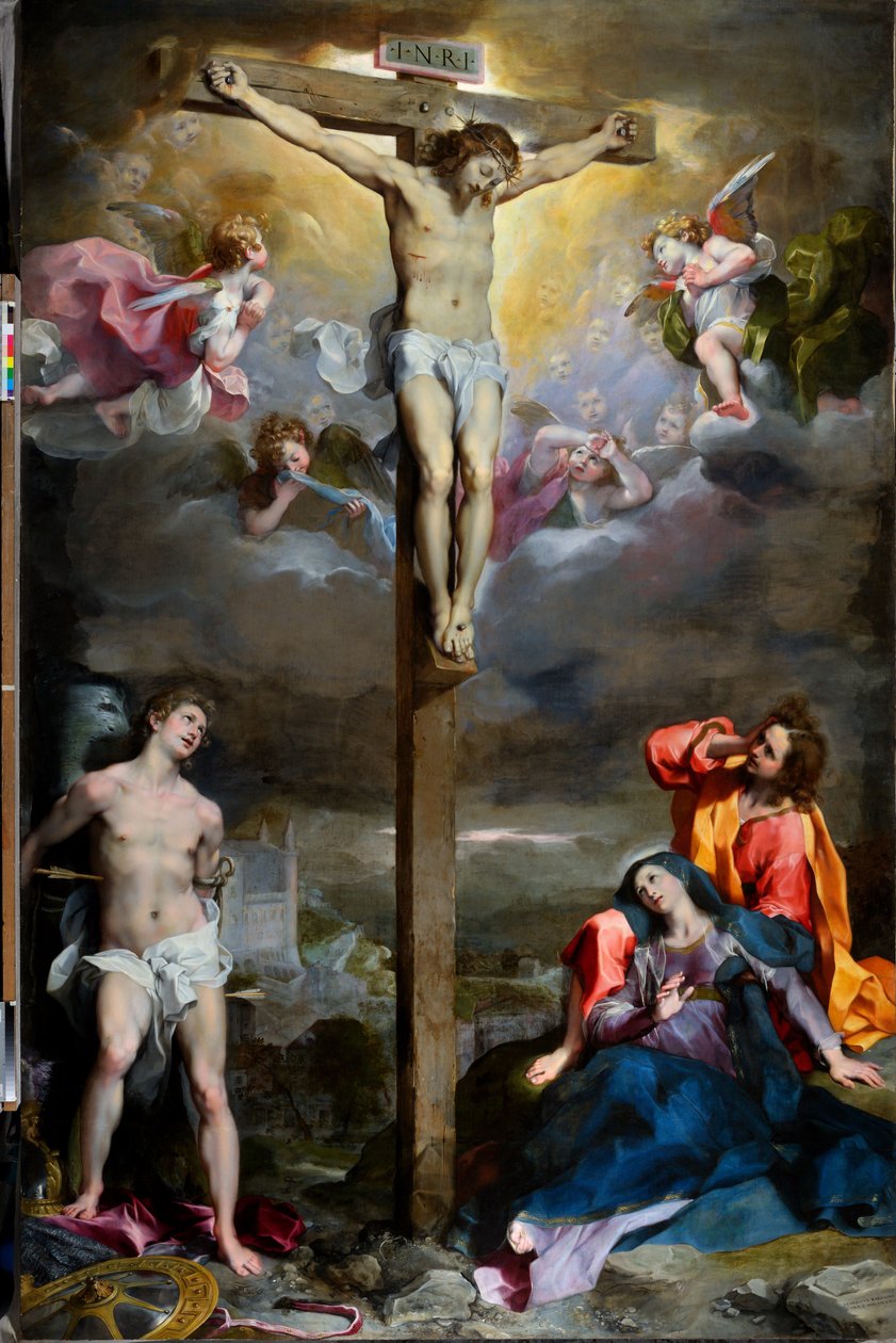 Meryem Ana, Evangelist Aziz John ve Aziz Sebastian ile Mesih'in Çarmıha Gerilmesi by Federico Fiori Barocci or Baroccio