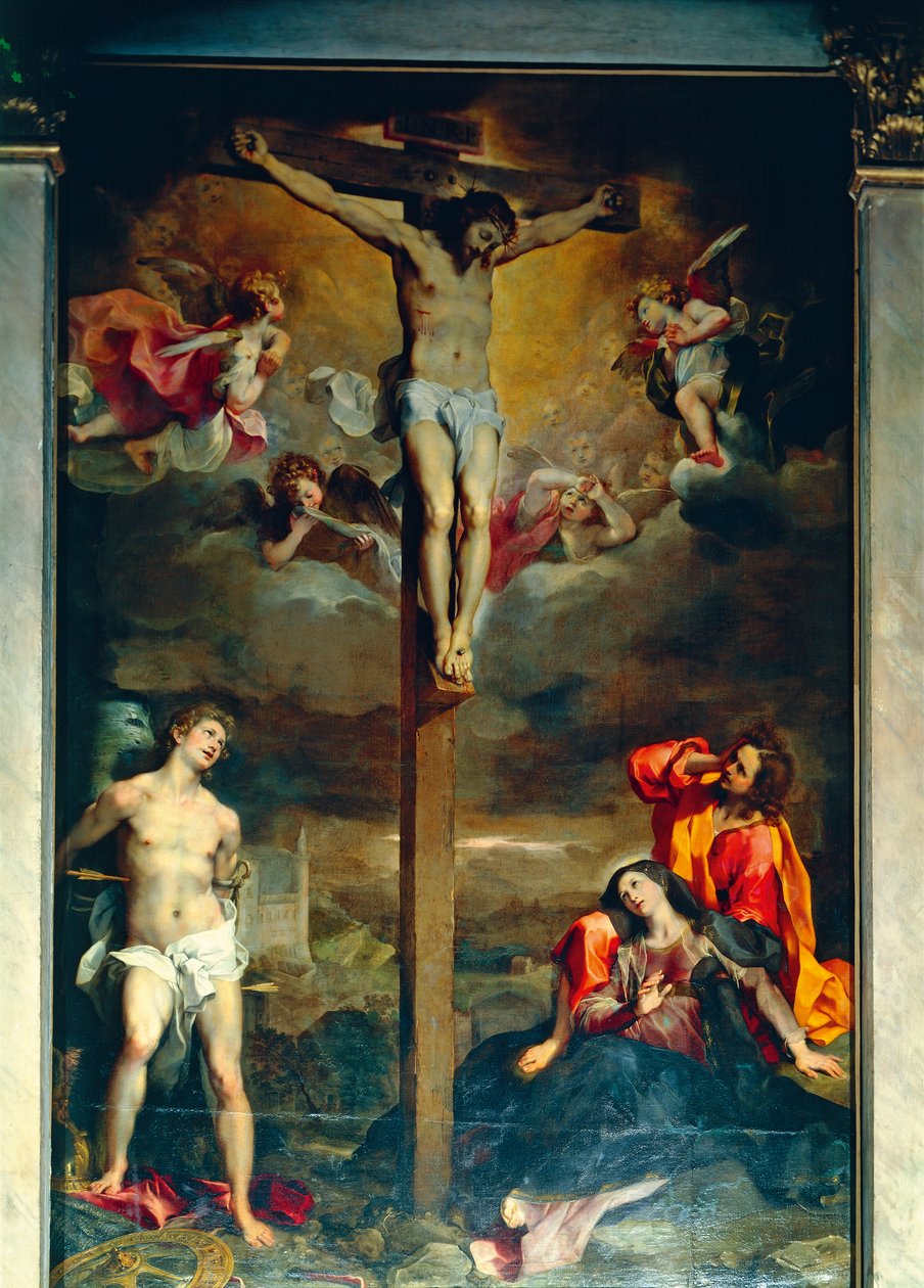 Bakire ve Azizler ile Çarmıha Gerilme by Federico Fiori Barocci or Baroccio