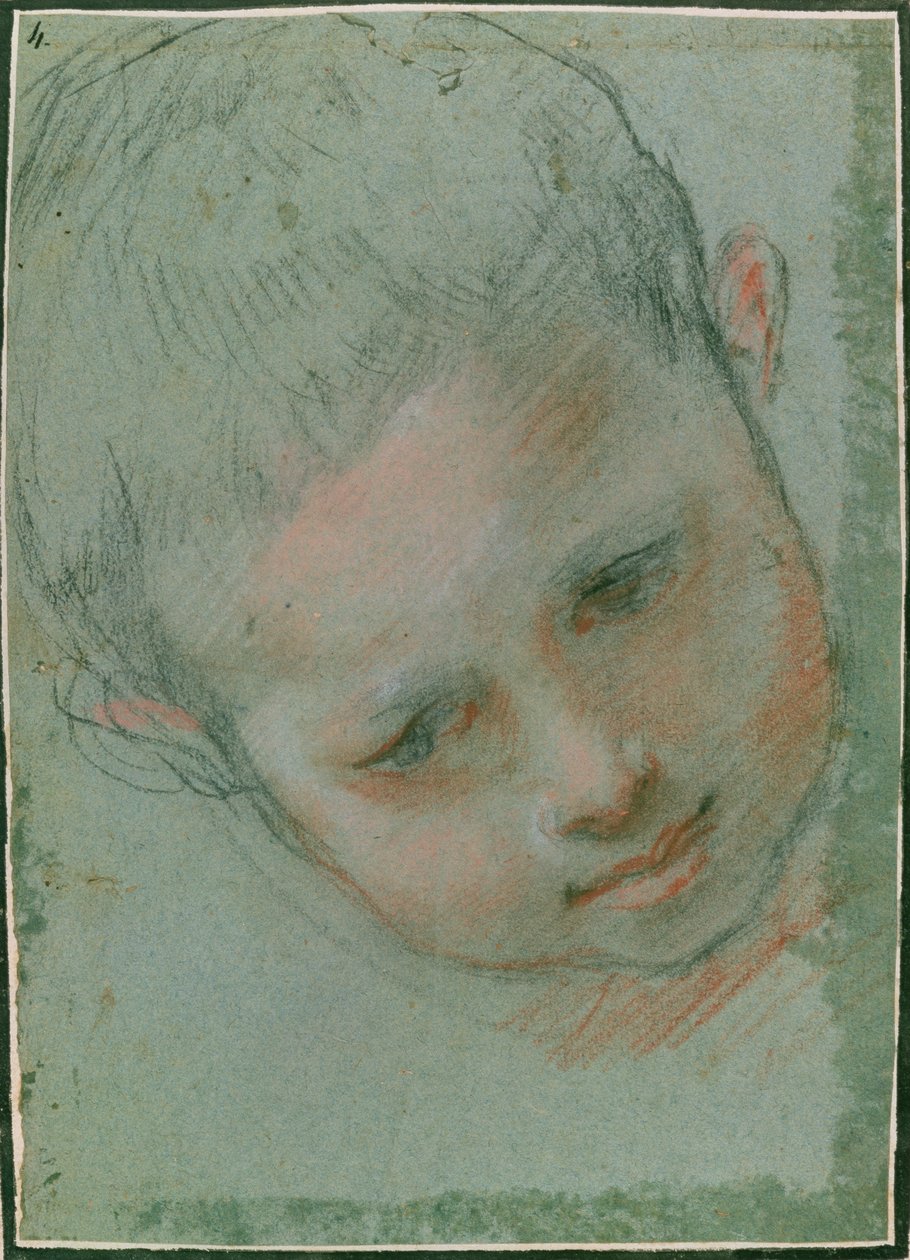 The Head of a Boy, c.1586-89 siyah, kırmızı, beyaz ve ten rengi tebeşir) by Federico Fiori Barocci or Baroccio