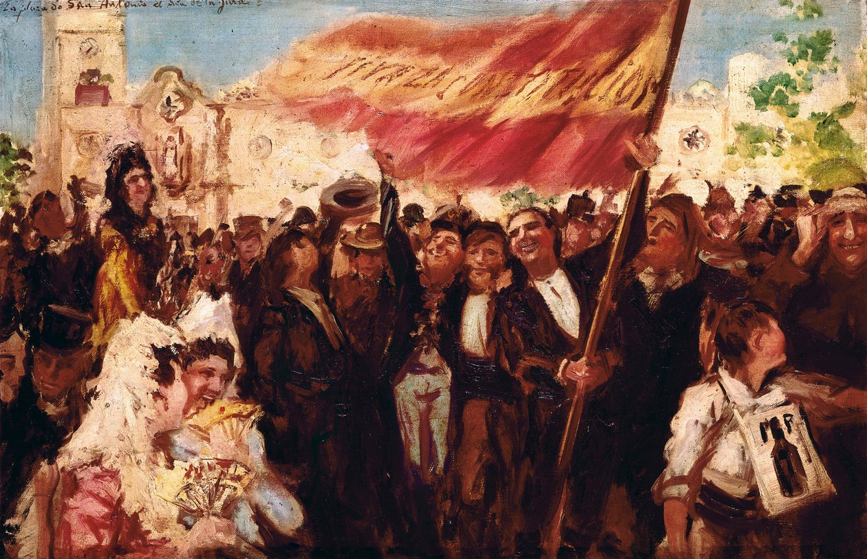1812 Anayasası'nın yemin gününde Plaza San Antonio de Cadiz (tuval üzerine yağlı boya) by Federico Godoy y Castro