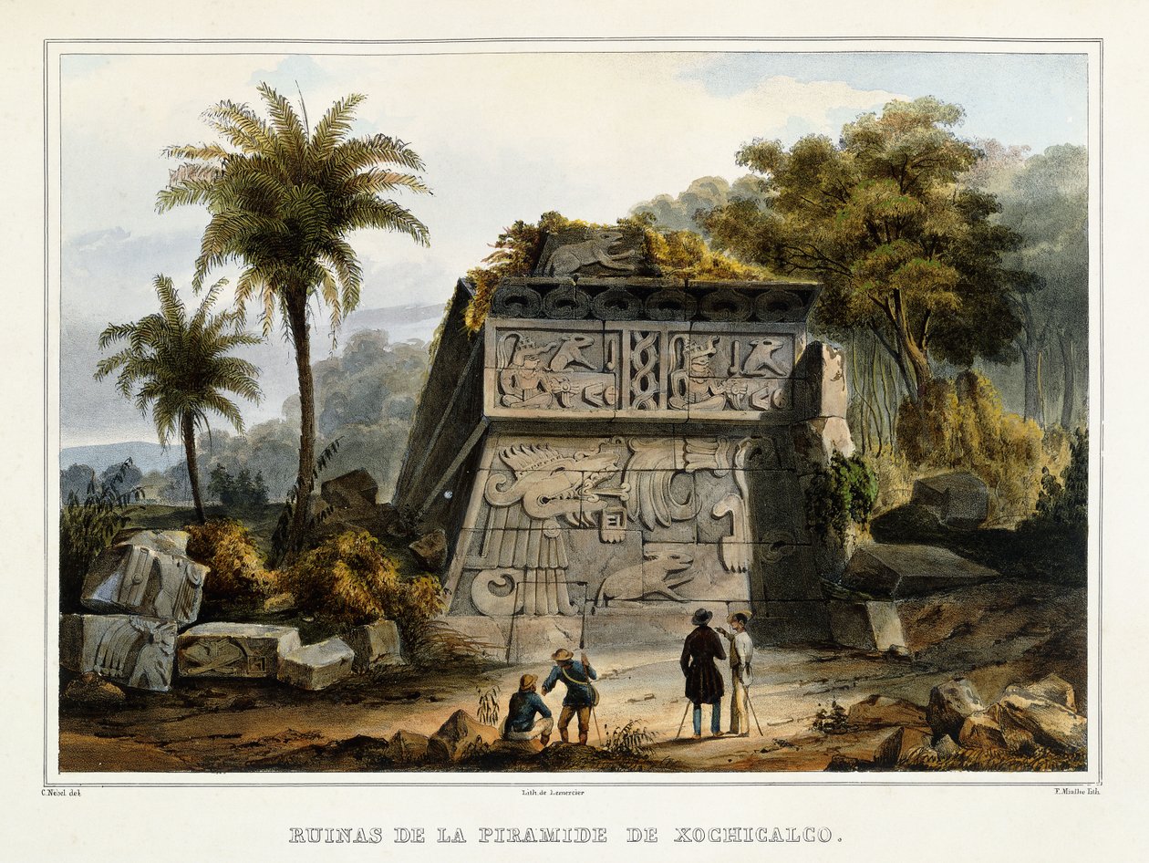 Xochicalco Piramidinin Harabeleri, 1839? by Federico Mialhe