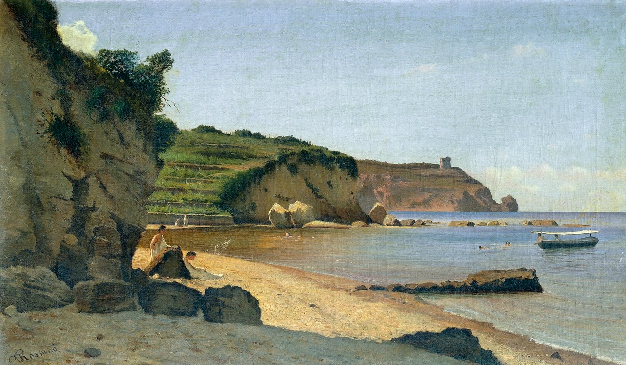 Güney marina, Federico Rossano (1835-1912), tuval üzerine yağlı boya, 34x59 cm. by Federico Rossano