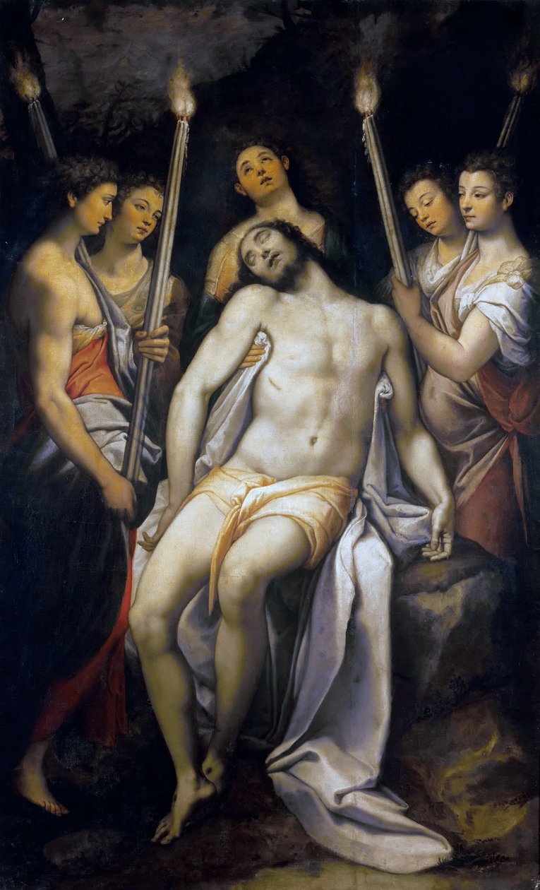 Melekler Tarafından Desteklenen Ölü İsa, 1566-1568. by Federico Zuccari
