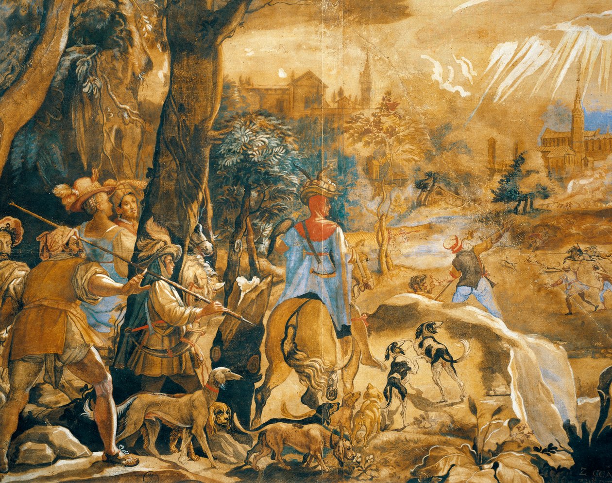 Hayali Floransa ile avlanma sahnesi by Federico Zuccaro