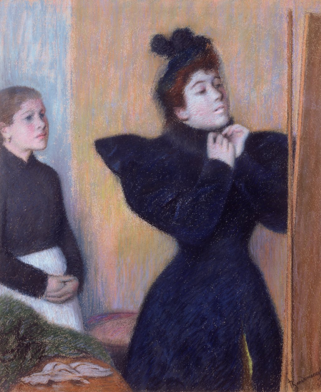 Dışarıya Hazırlanmak, 1894 (pastel) by Federigo Zandomeneghi