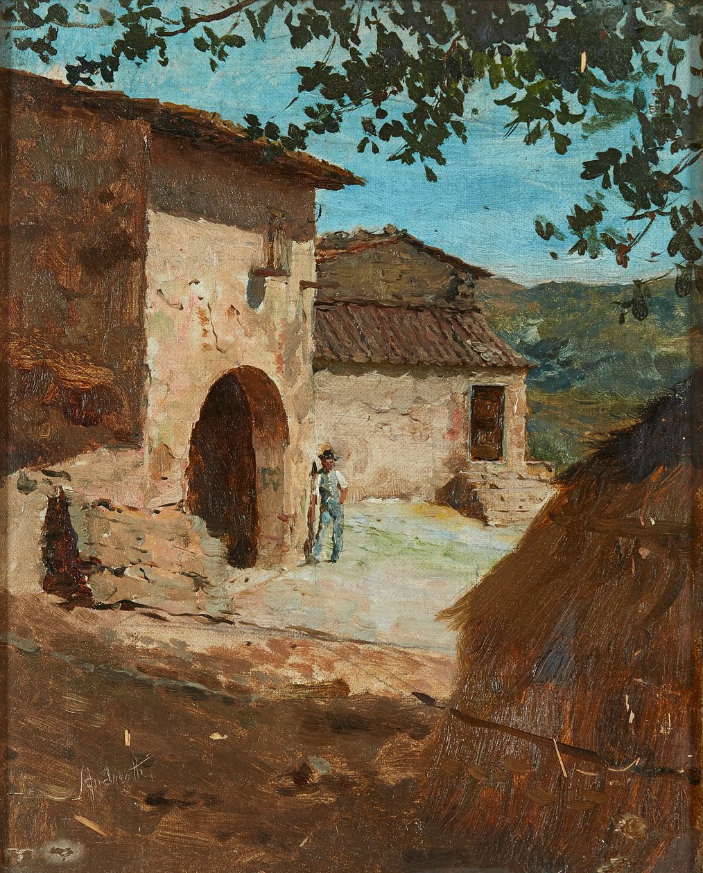 Güneşte Dinlenme Anları (tuval üzerine yağlı boya) by Federigo (attr.to) Andreotti