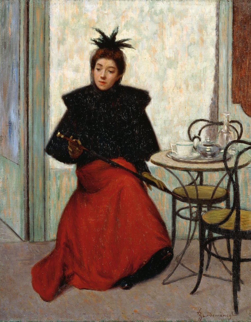 Kafede, Federico Zandomeneghi (1841-1917), tuval üzerine yağlı boya, 41x33 cm by Federigo Zandomeneghi