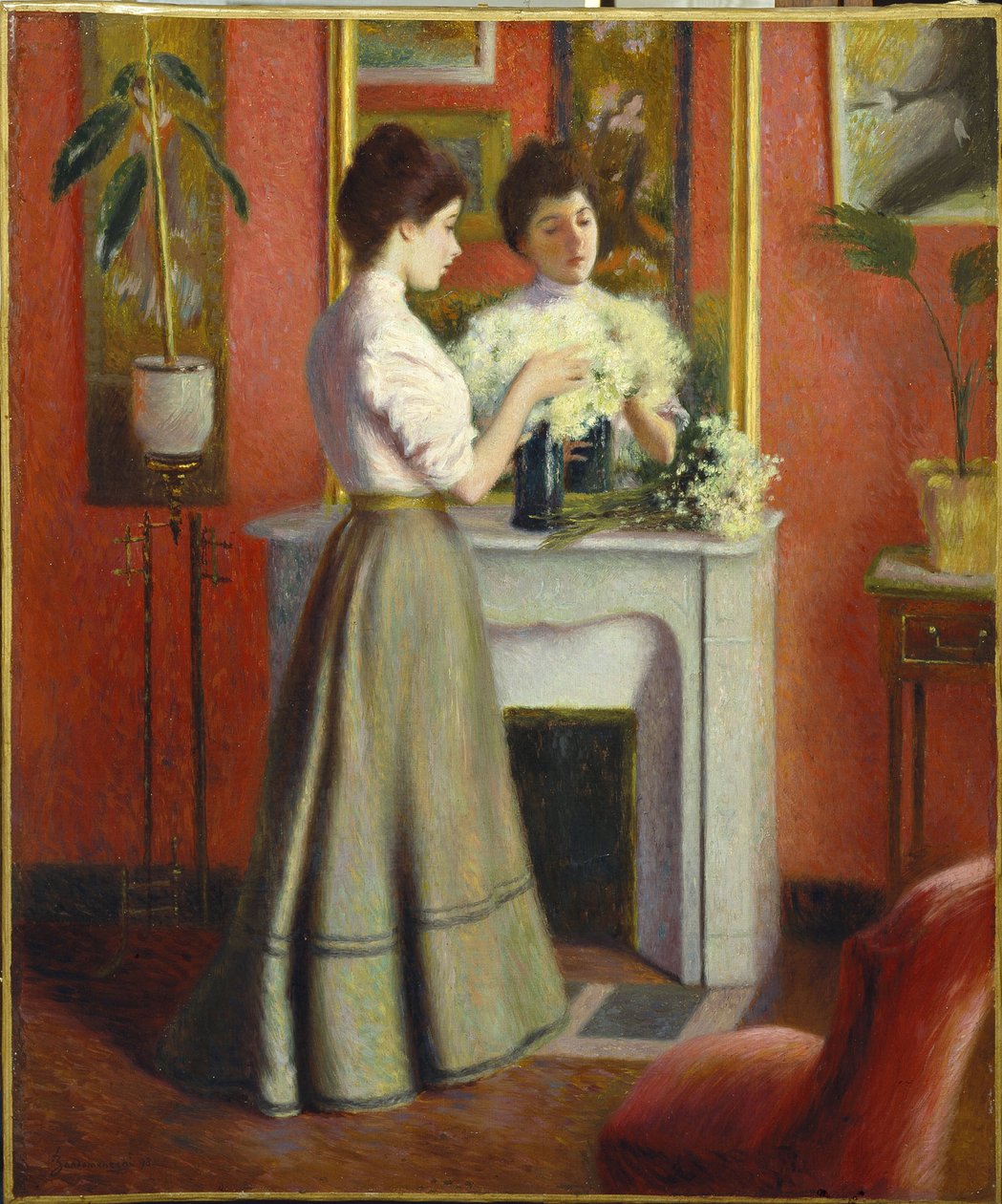 Aynadan Önce Kadın par Zandomeneghi, Federico (1841-1917). Tuval üzerine yağlı boya, ebat : 65x55 by Federigo Zandomeneghi