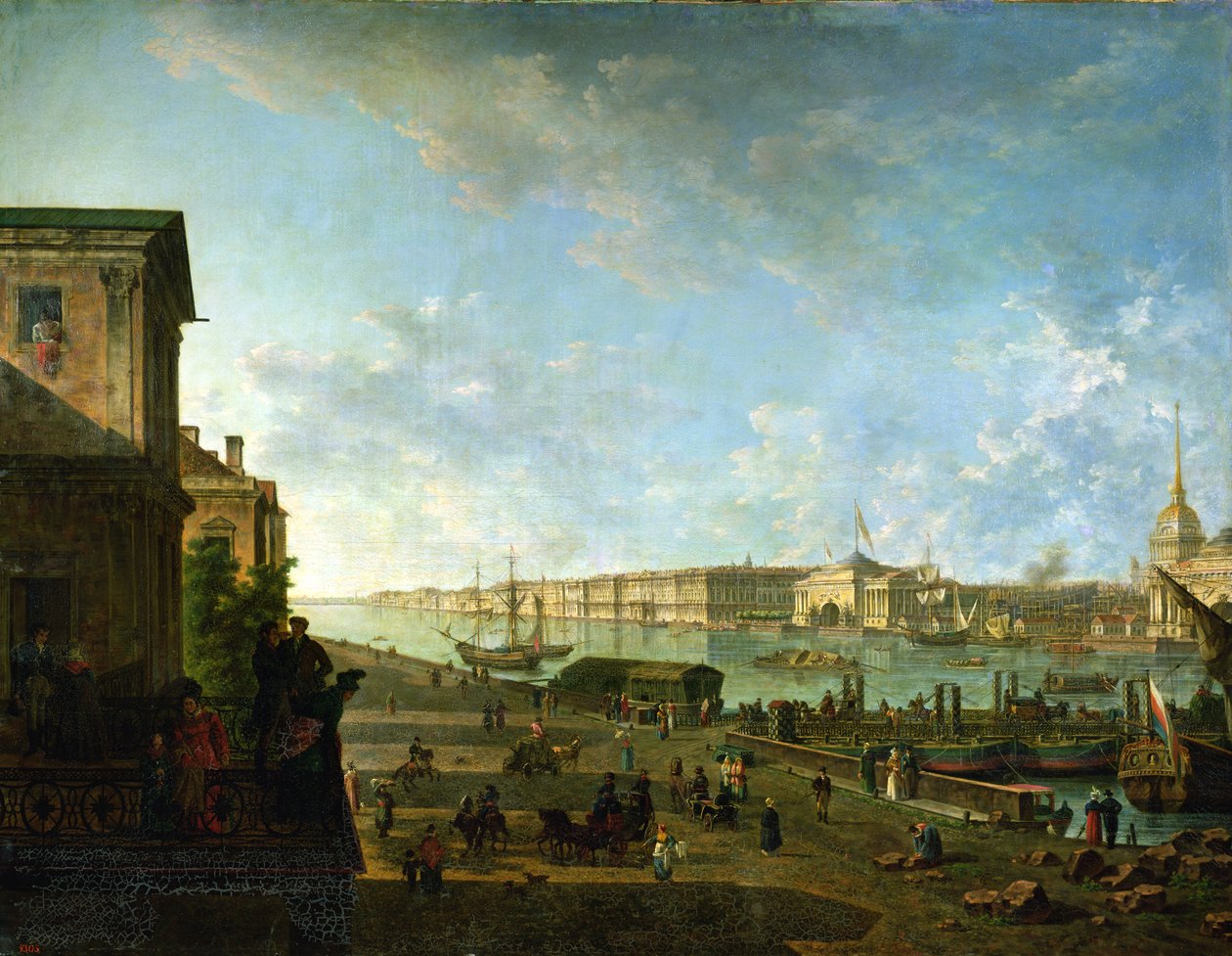 Amirallik ve Kışlık Saray, Askeri Okuldan görüntülendi, 1794 by Fedor Yakovlevich Alekseev