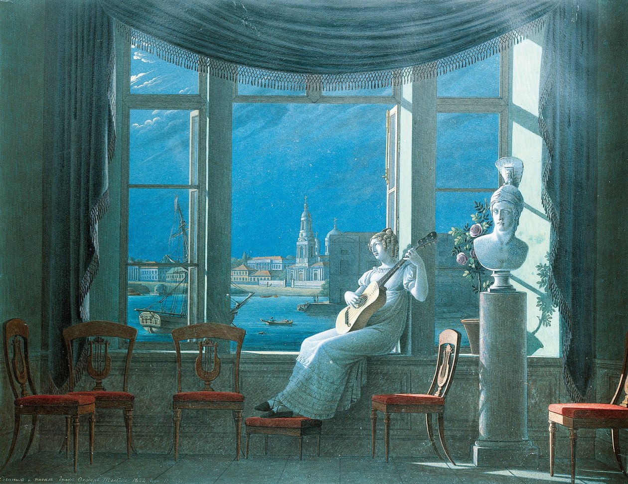 Fyodor Tolstoy tarafından Mehtaplı Bir Gecede Pencerede by Fedor Petrovich Tolstoy