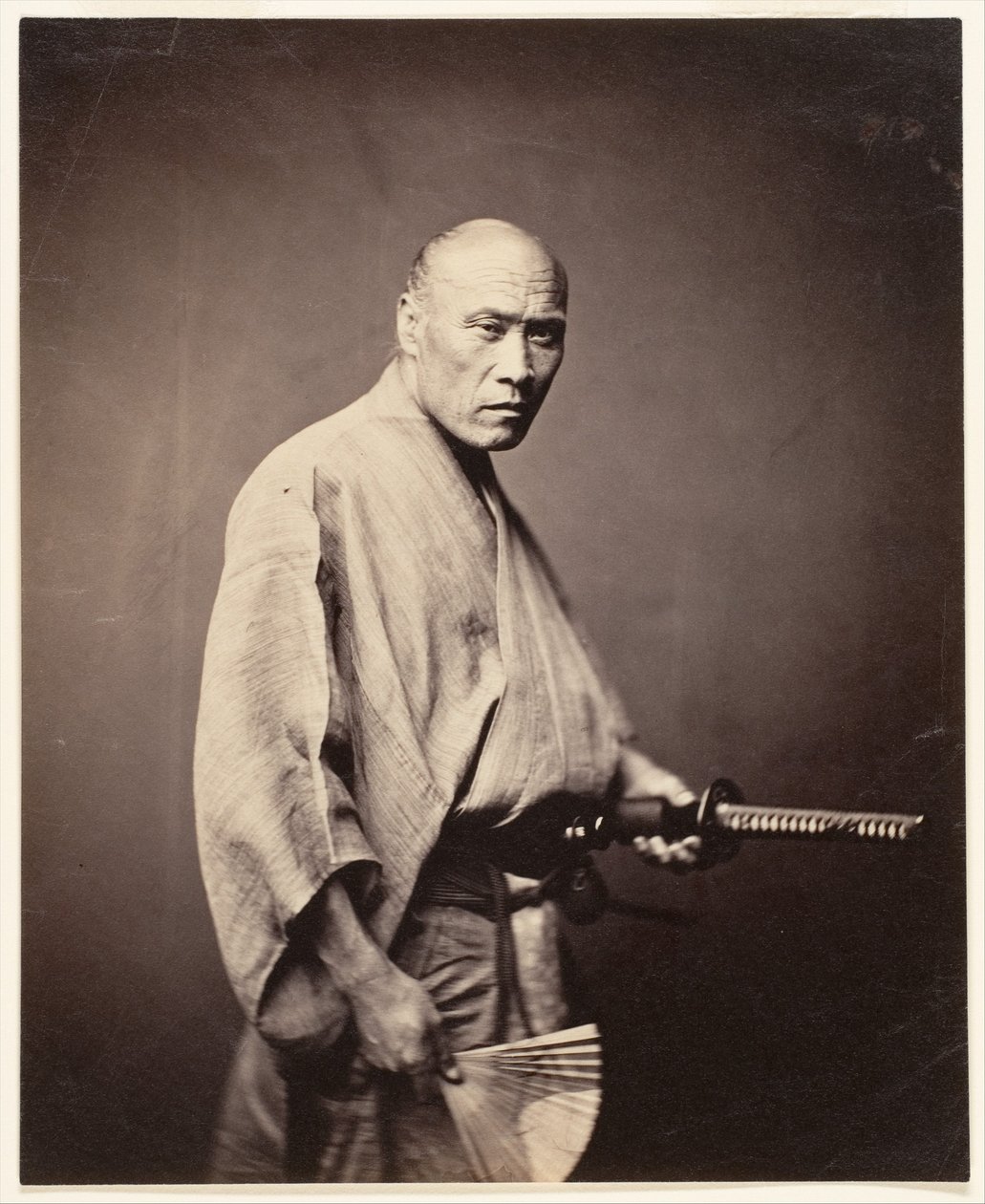 Samuray, Yokohama (1864-65) (gümüş baskılı albüm) by Felice (1825 c.1908) Beato