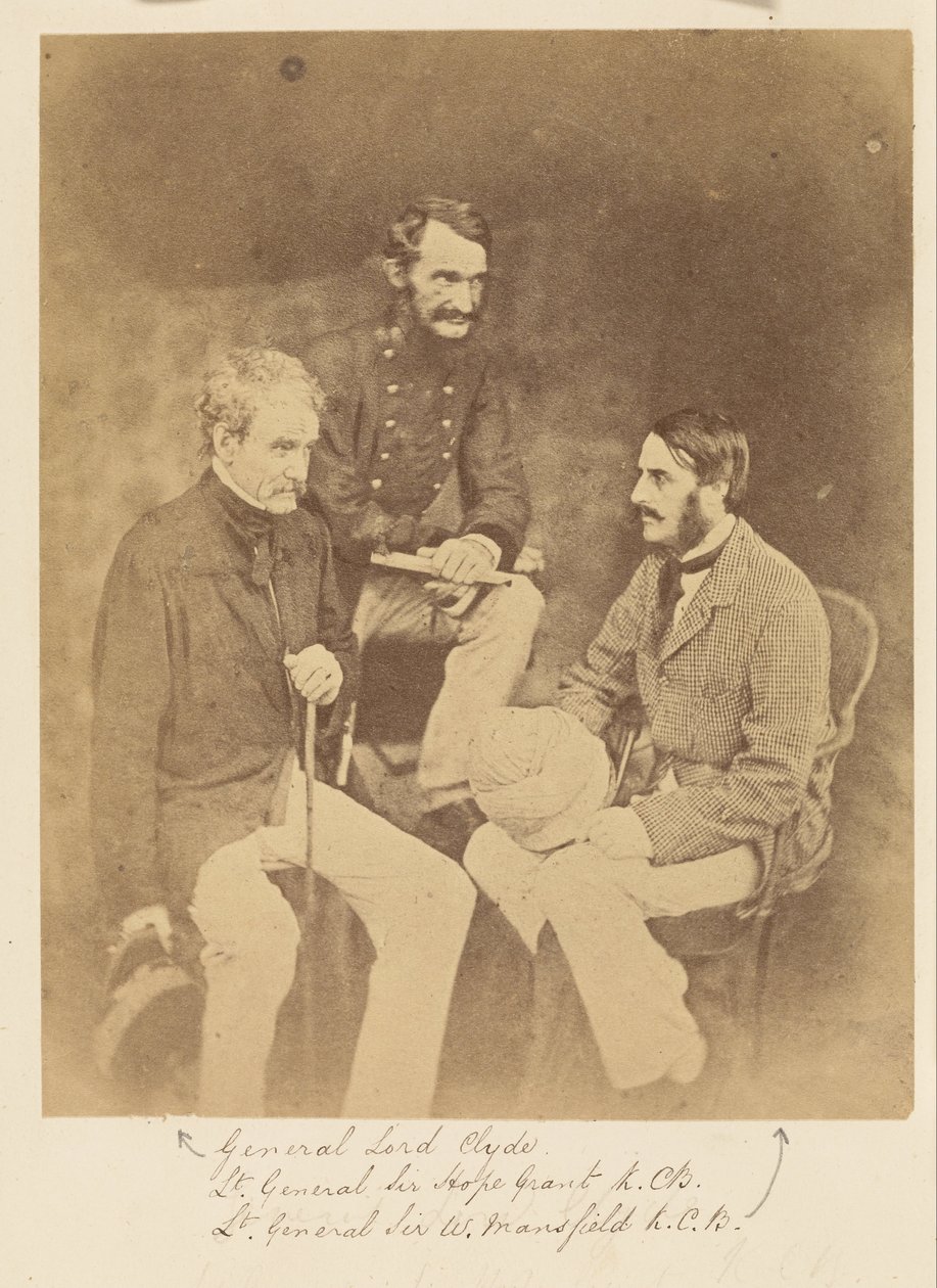 General Lord Clyde, Korgeneral Sir Hope Grant, K.C.B. ve Korgeneral Sir W. Mansfield, K.C.B. by Felice Beato