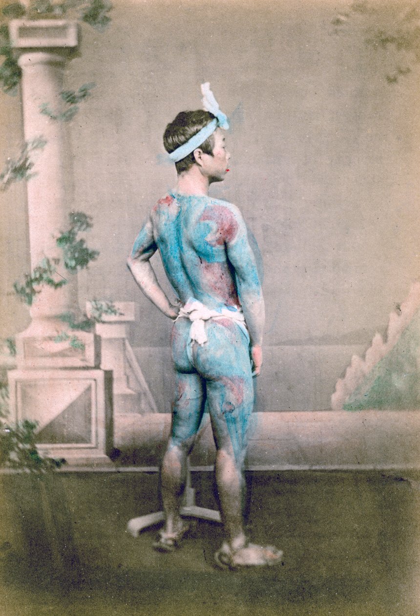Dövmeli Japon damat betto, Japonya, 1882 by Felice Beato