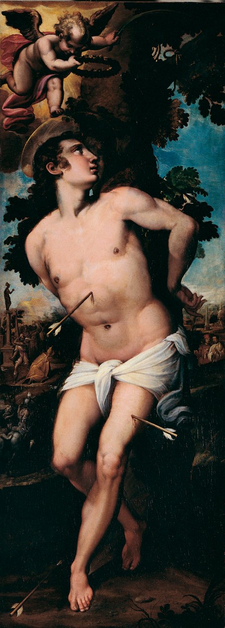 Aziz Sebastian Şehitliği Tablosu Felice Riccio dit Brusasorzi (1539-1605) 16. yüzyıl Özel Koleksiyon by Felice Brusasorci