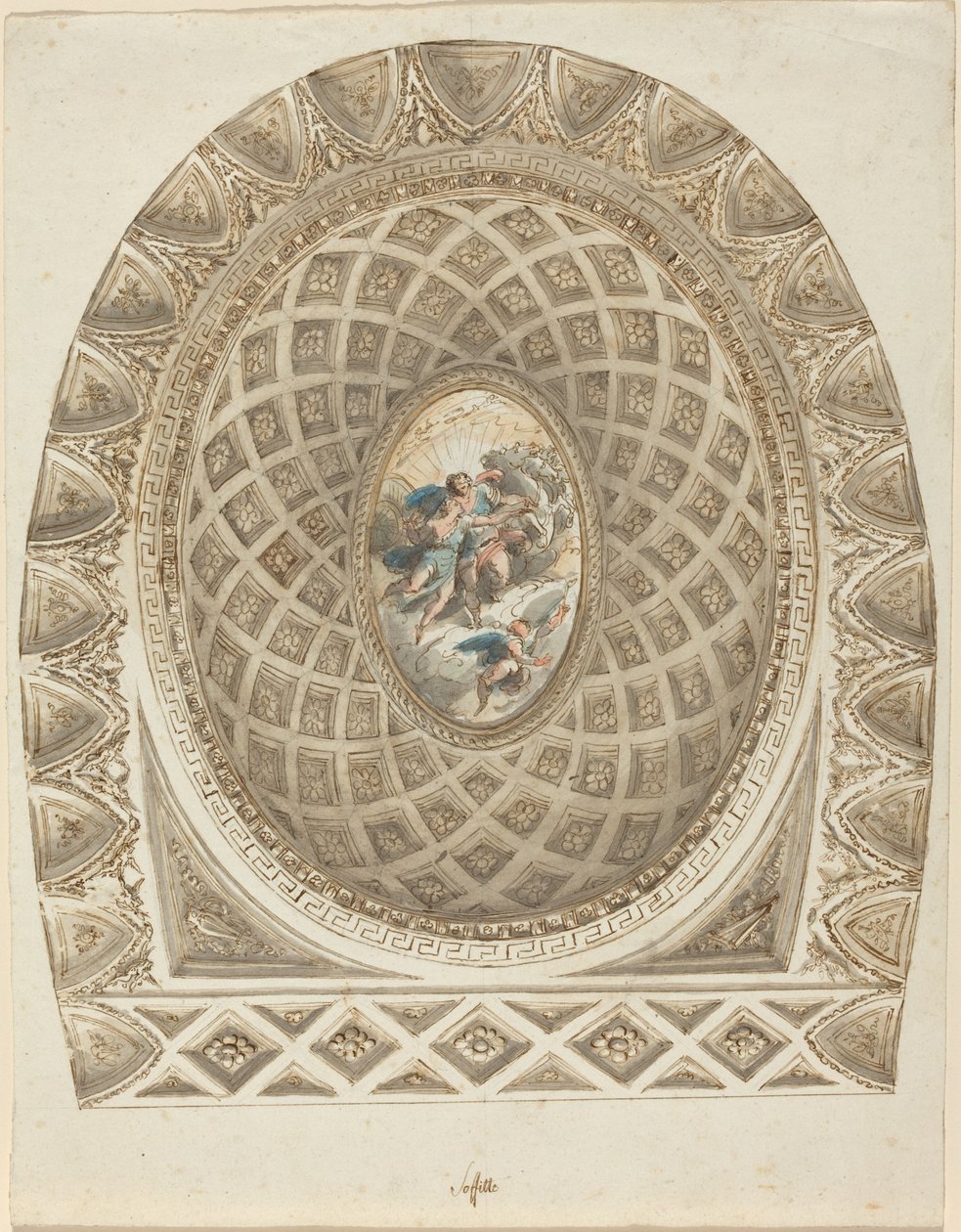 Apollo ve Phaeton ile Kesonlu Bir Kubbe by Felice Giani