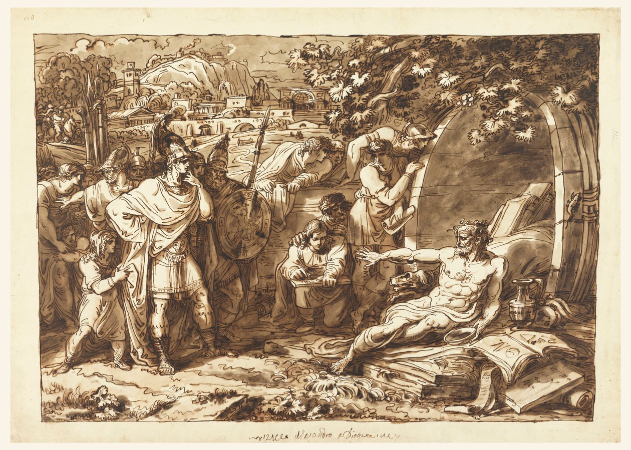 Büyük İskender ve Diogenes by Felice Giani