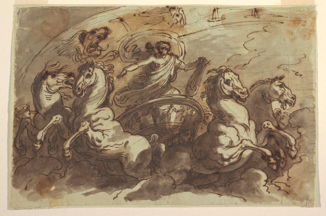 Apollo, Güneşin Arabasını Sürüyor, Sala di Apollo e Diana için, Palazzo Bianchetti, Bologna by Felice Giani
