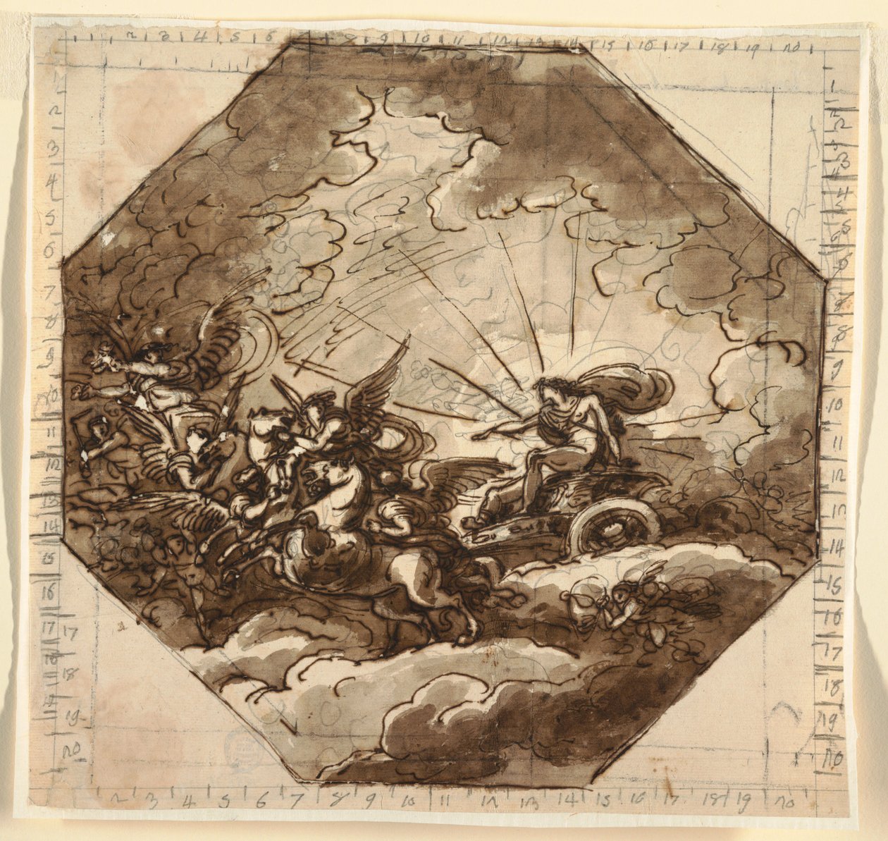 Aurora, Ottogonale Odası, Palazzo Milzetti, Faenza ile Arabasında Apollo by Felice Giani