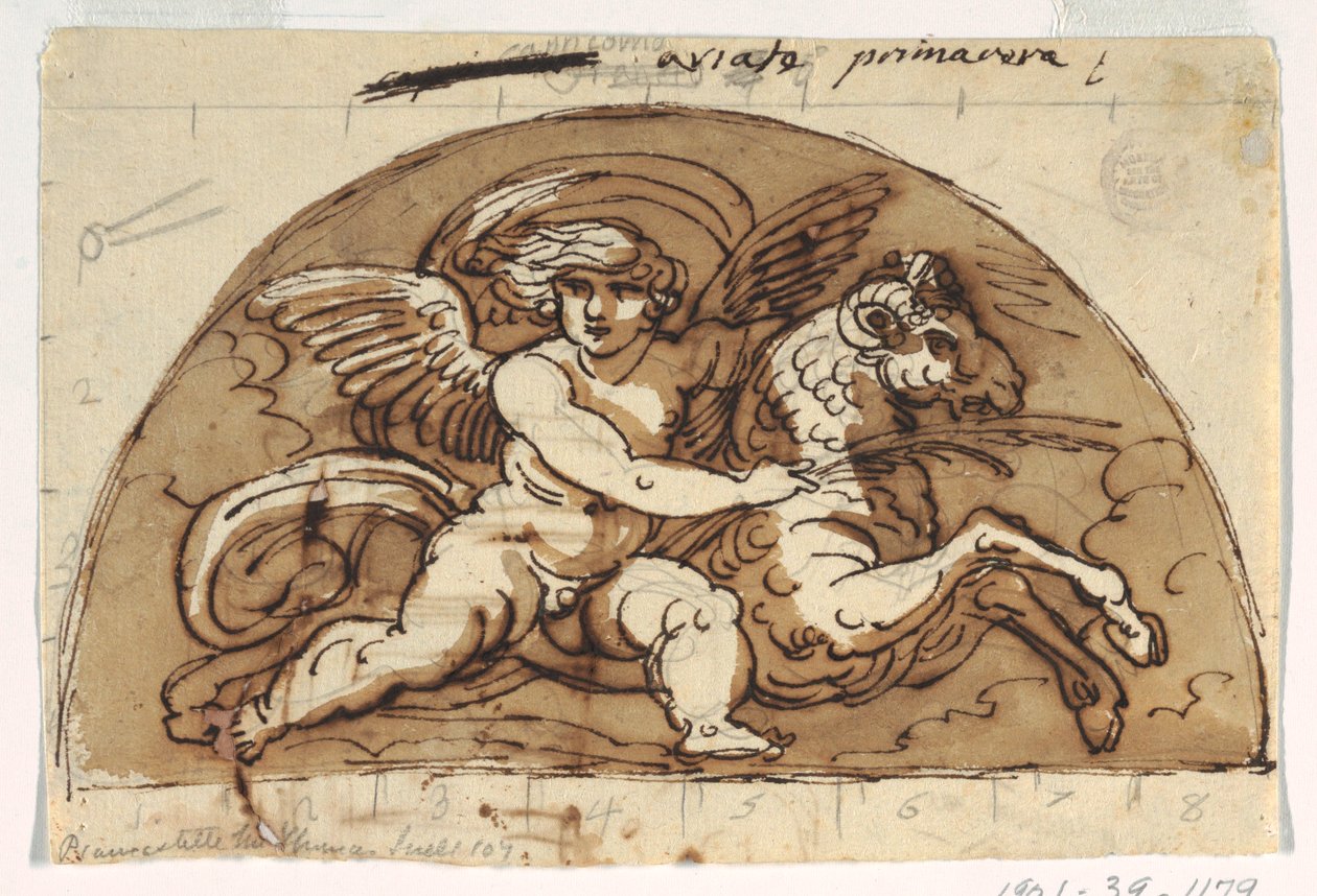 Ares, Tavan için Lunette, Sekizgen Oda, Palazzo Milzetti, Faenza by Felice Giani