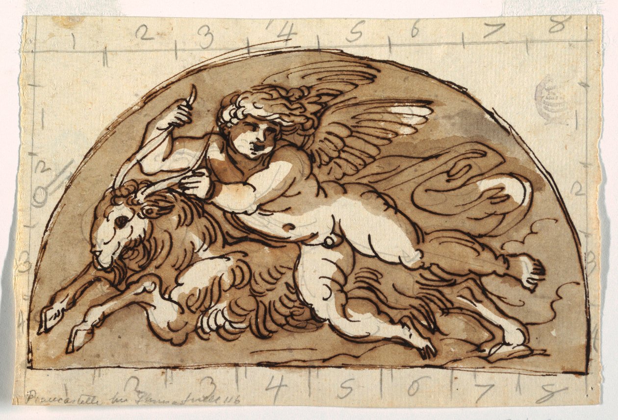 Oğlak, Sekizgen Odanın Tavanı için Lunette, Palazzo Milzetti, Faenza by Felice Giani