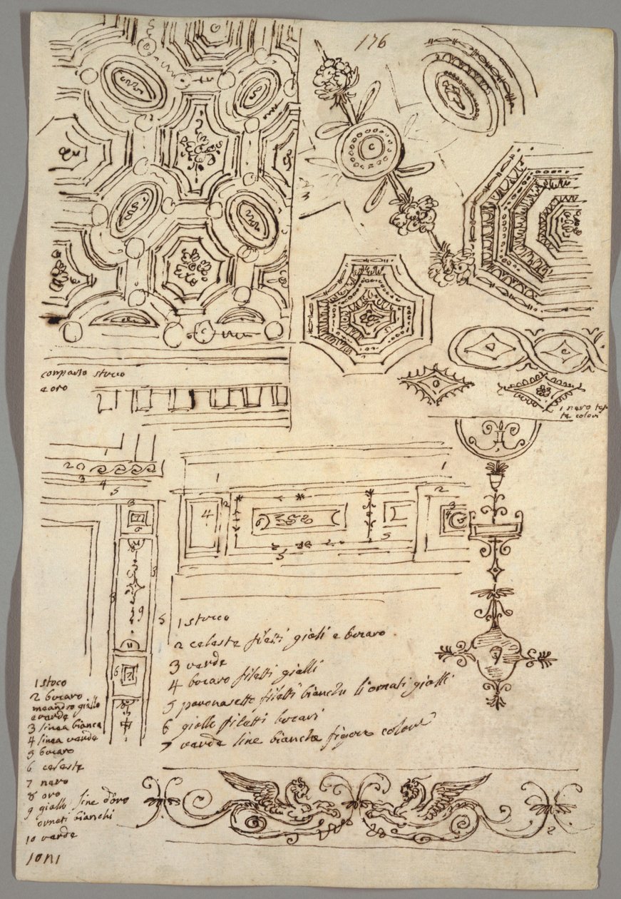 Dekoratif Motifler; Verso: Anatomik Çalışmalar by Felice Giani