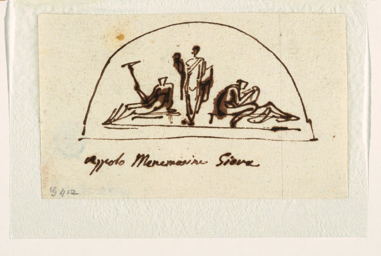 Apollo, Mnemosyne ve Jove ile Lunette için Tasarım by Felice Giani