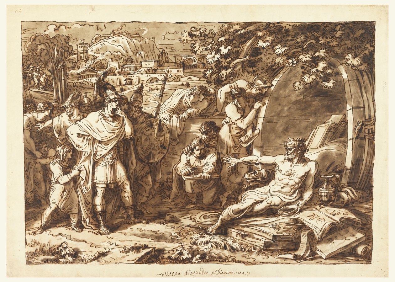 Çizim, Büyük İskender ve Diogenes by Felice Giani