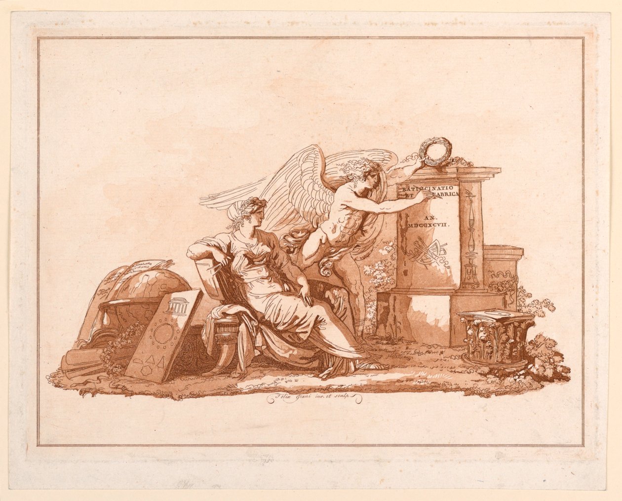 Aquatint ile gravür: Mimari by Felice Giani