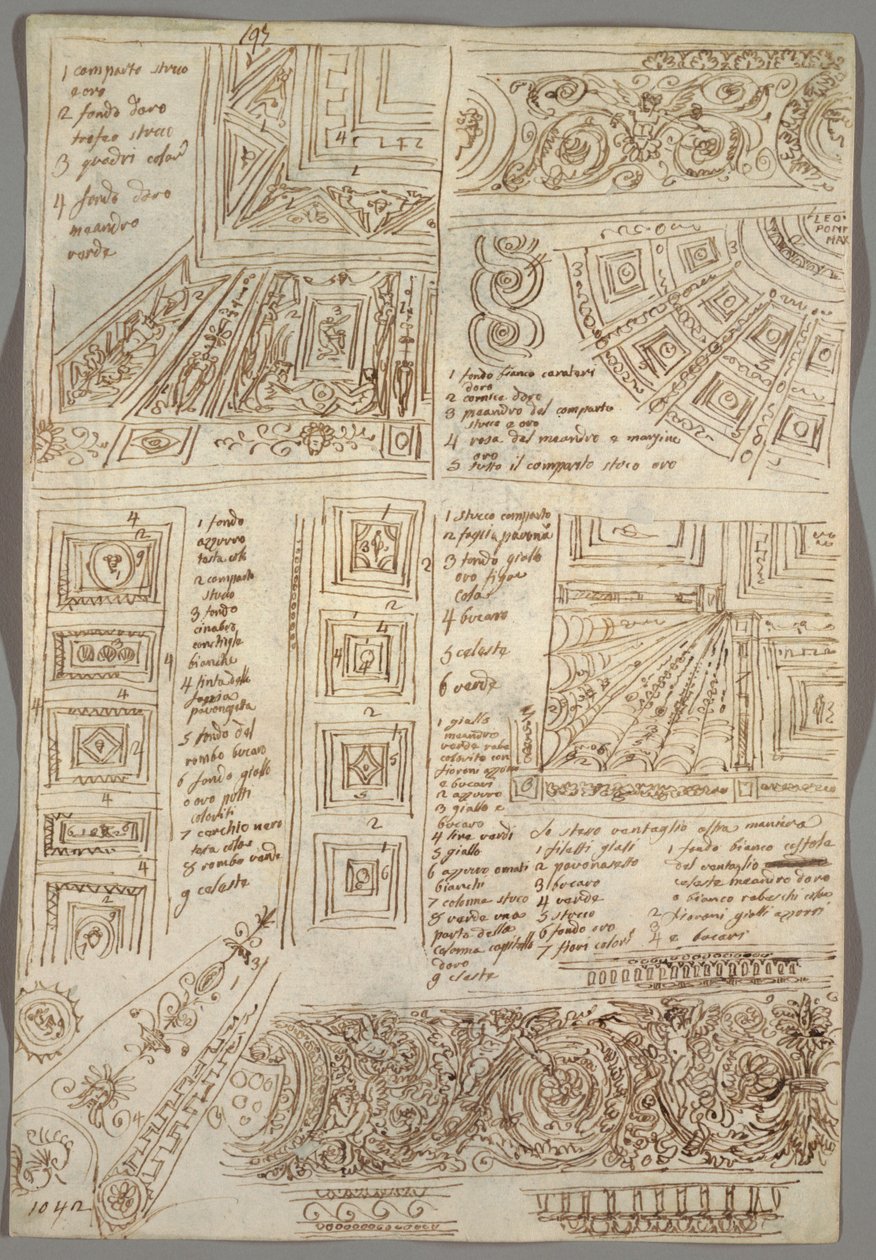 Tavanların Dört Dekoratif Çalışması; Verso: Anatomik Çalışmalar by Felice Giani