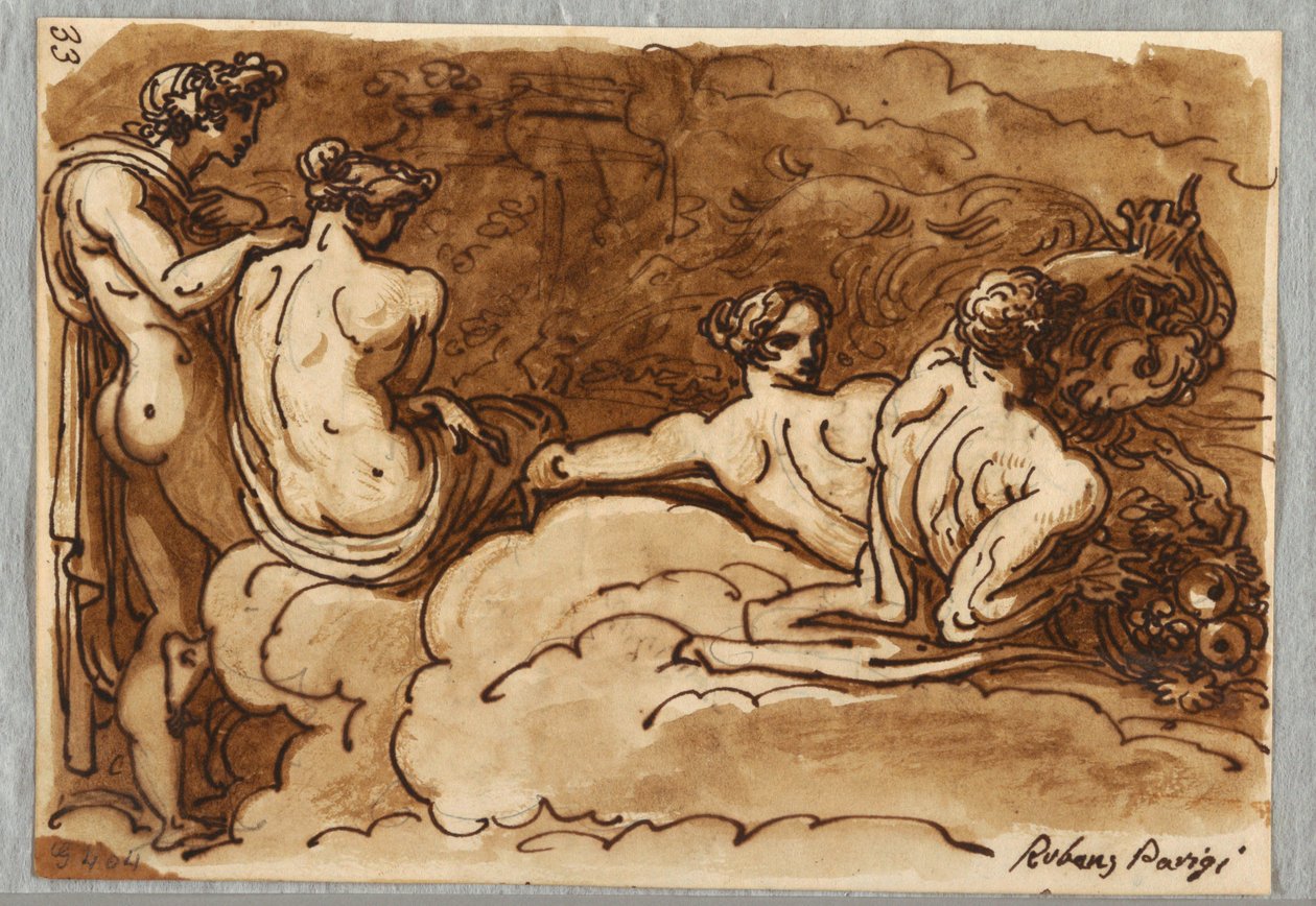 Bir Keçi ile Dört Figür, Bulutların Üzerinde, Rubens