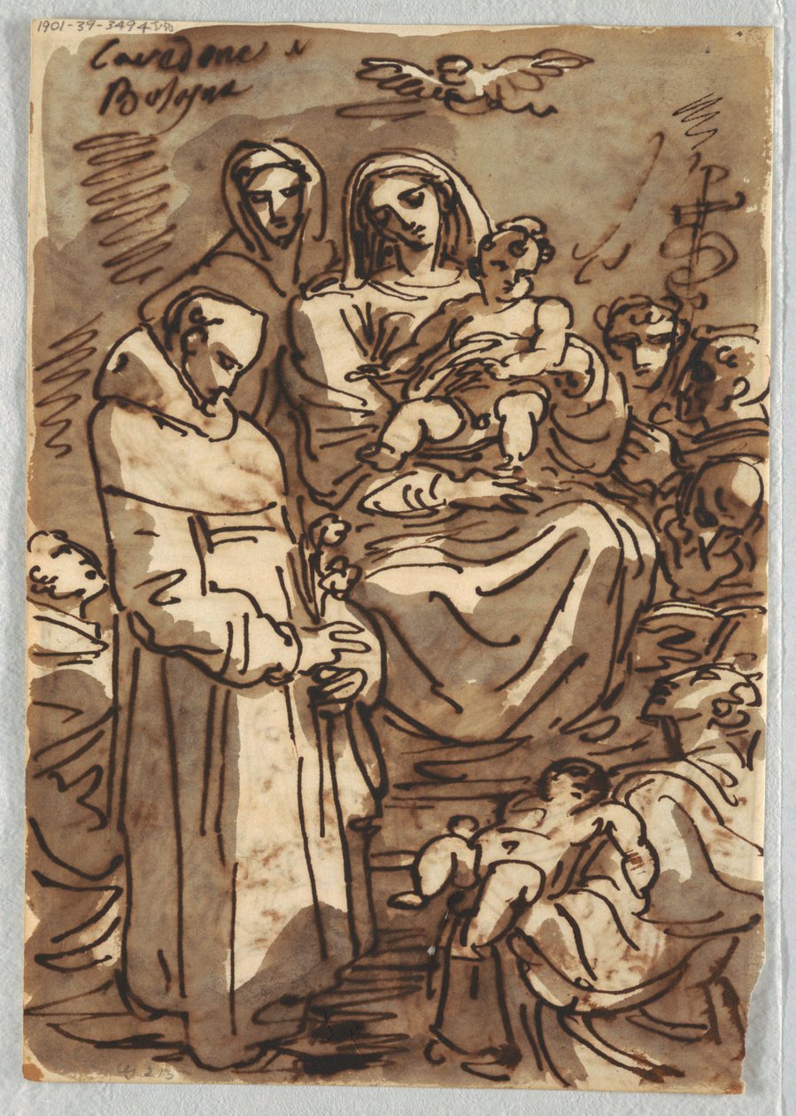 Palma Giovane'den sonra Glory'deki Ölü Mesih ile Kutsal Üçlü; Magi'nin Hayranlığı, Lodovico Carracci'den Sonra Çalışma by Felice Giani