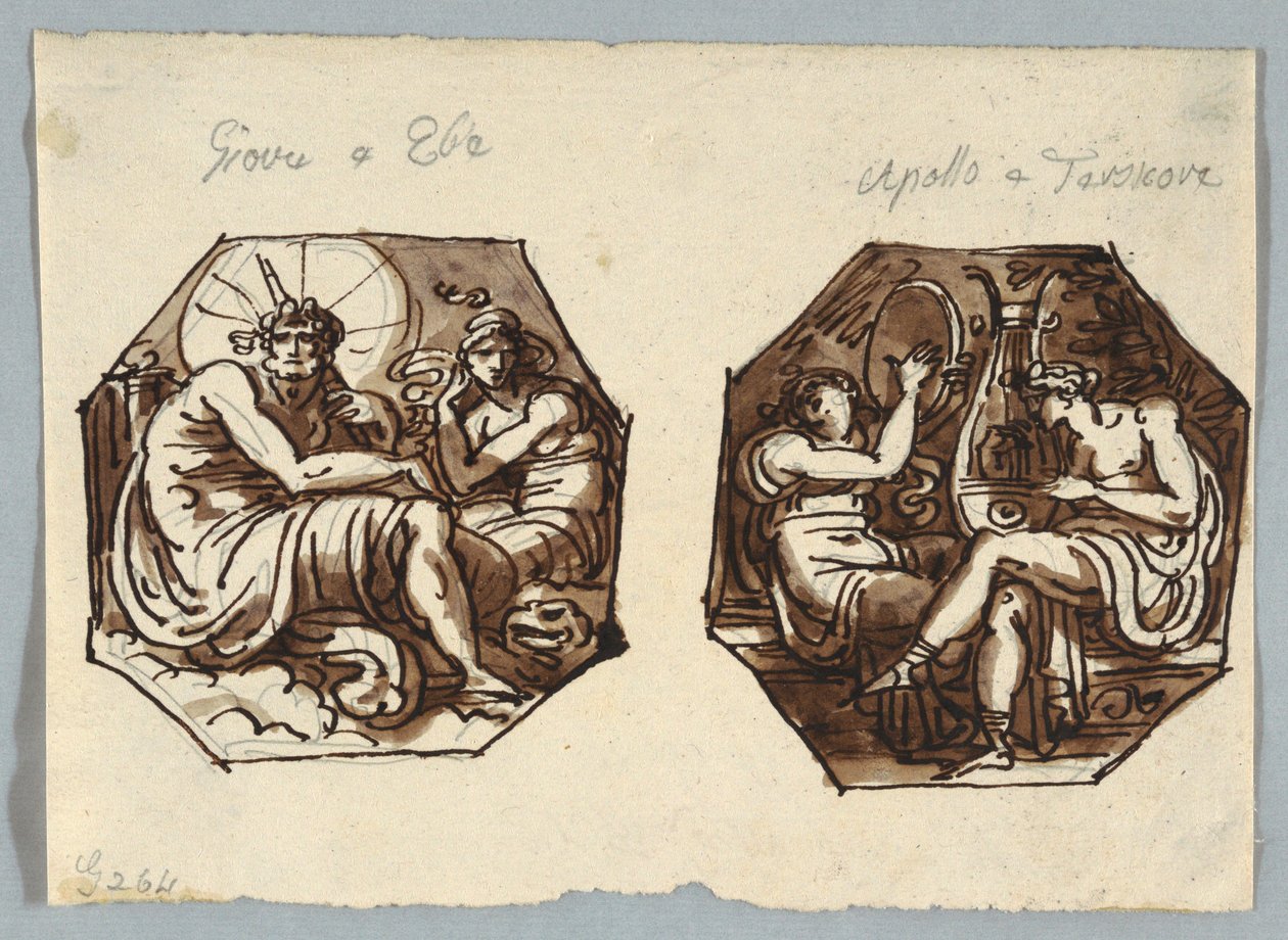 Jüpiter ve Hebe, Apollo ve Terpsichore. by Felice Giani