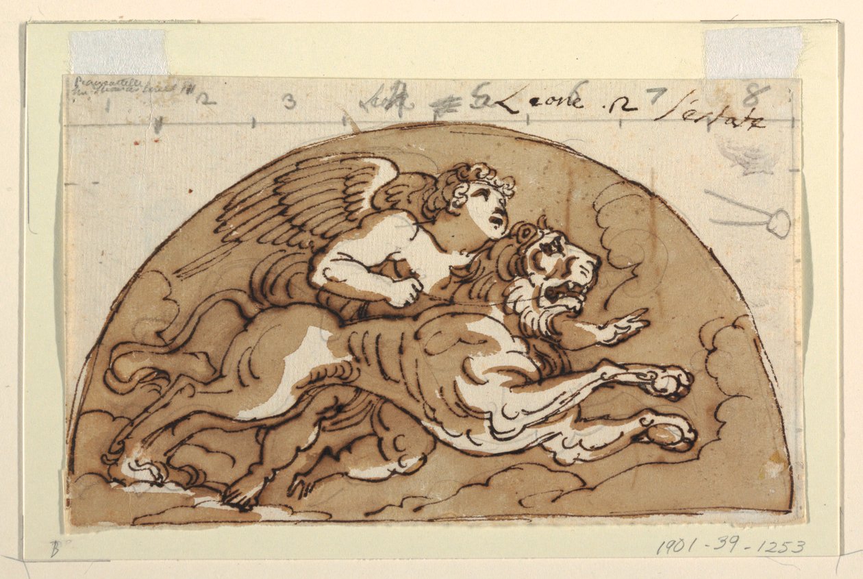 Leo, Tavan için Lunette, Sekizgen Oda, Palazzo Milzetti, Faenza by Felice Giani