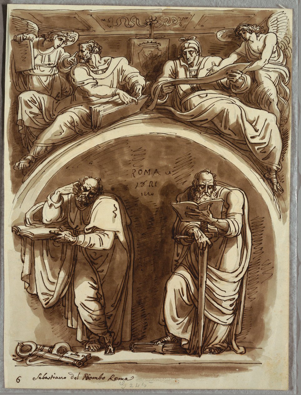 Aziz Peter ve Paul, Matta ve Peygamber İşaya ile Lunette, Sebastiano del Piombo'dan sonra çalışma by Felice Giani