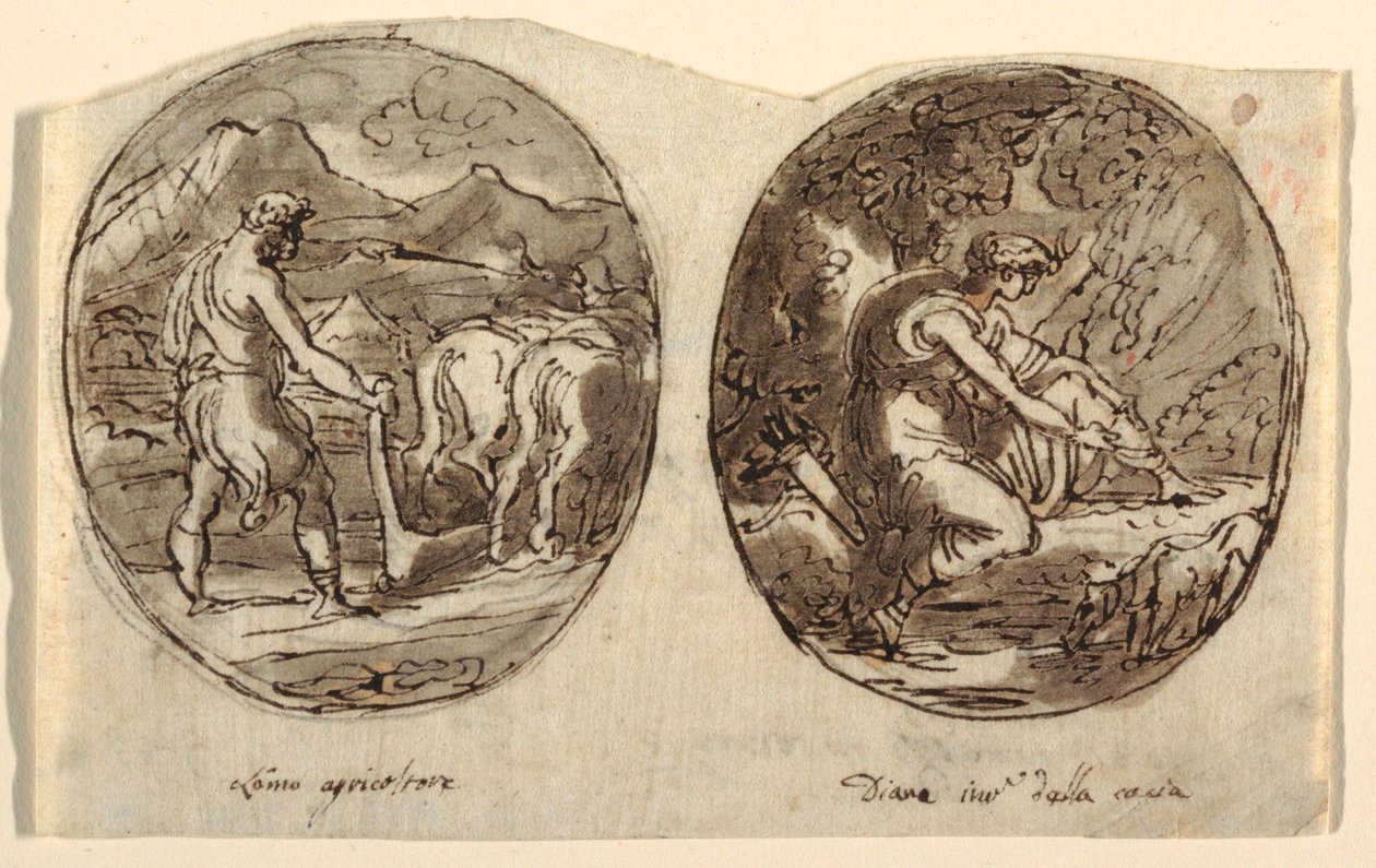 Çiftçi Adam, Av Tanrıçası Diana, Tonozlu Tavan için Tasarım, Sala dei Legislatori, Palazzo Conti-Sinibaldi, Faenza by Felice Giani