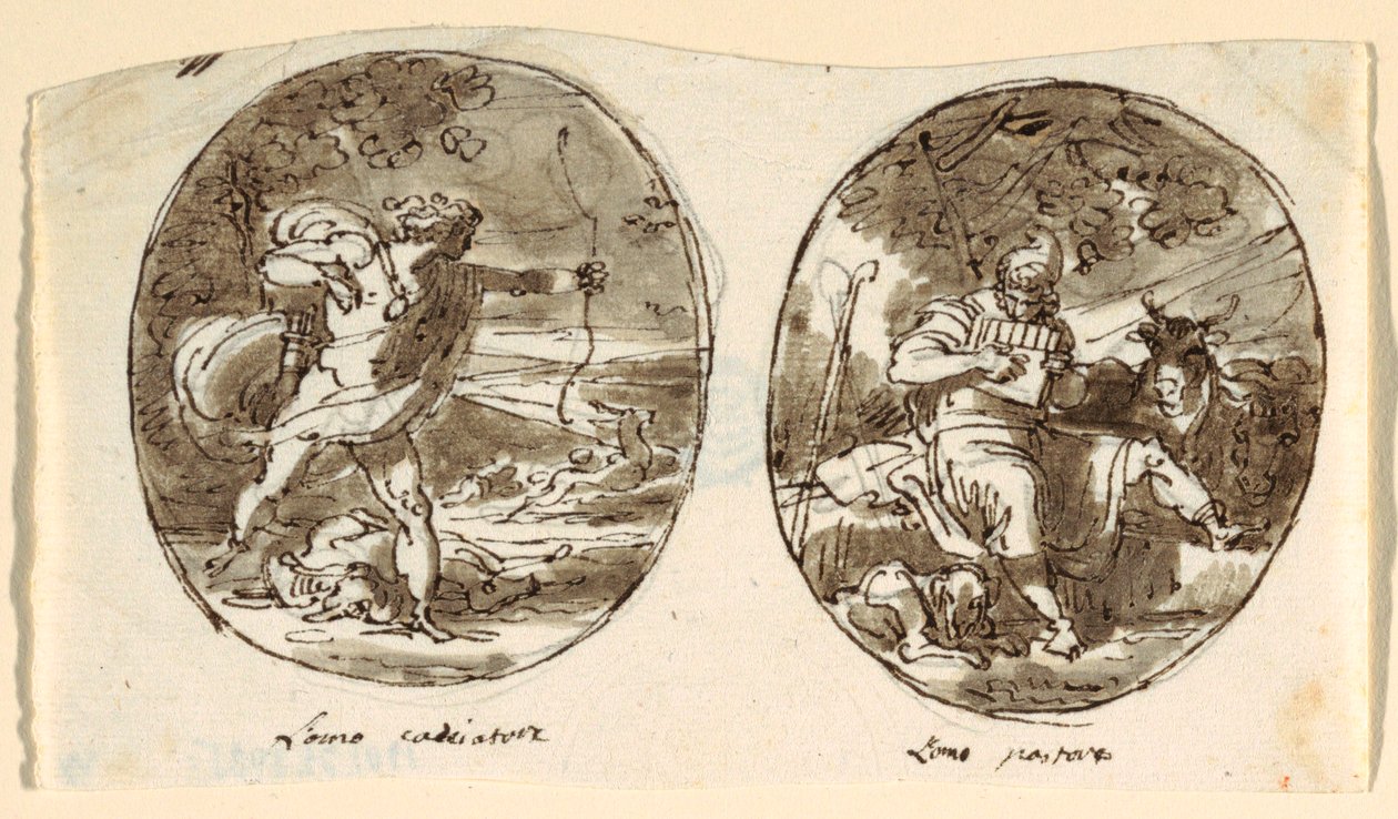 Avcı Adam, Çoban Adam, Tonozlu Tavan için Tasarım, Sala dei Legislatori, Palazzo Conti-Sinibaldi, Faenza by Felice Giani