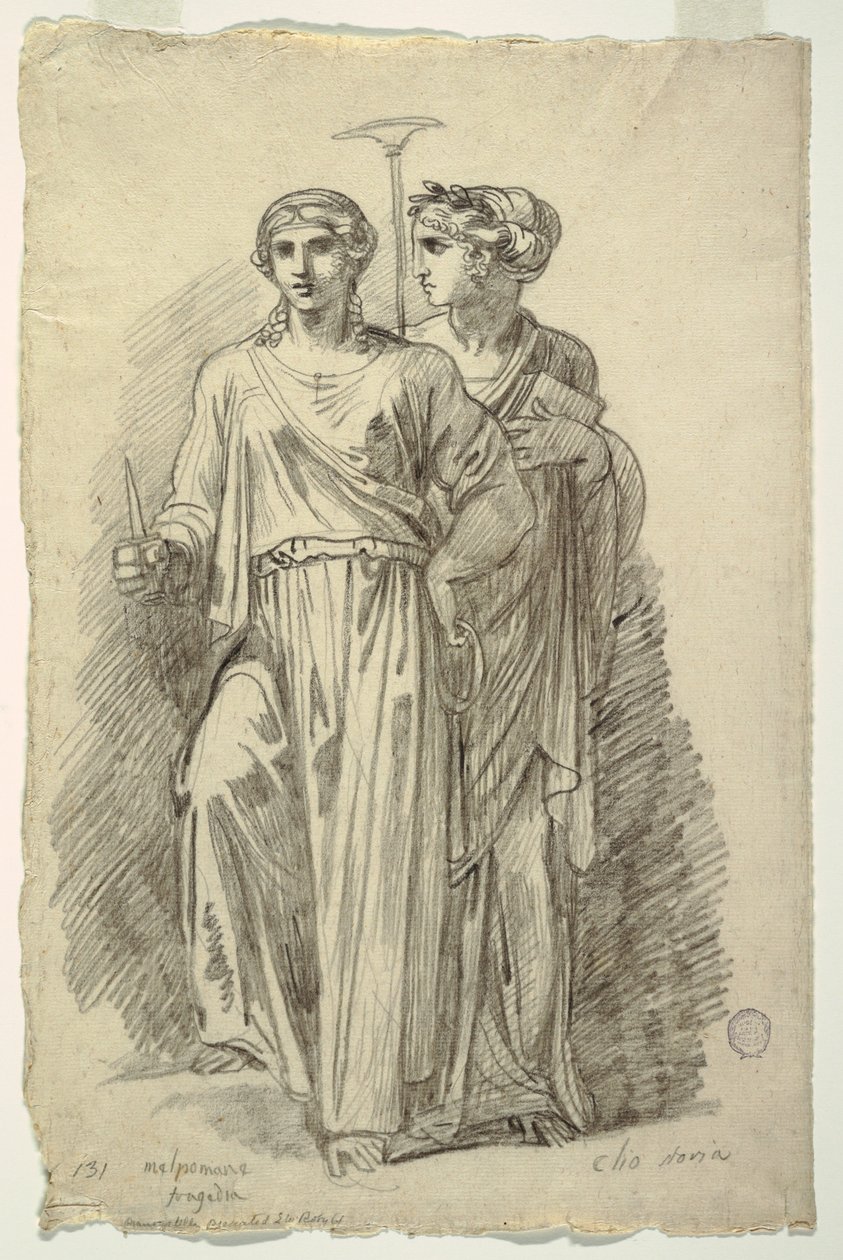 Melpomene, Trajedi İlham Perisi ve Clio, Tarih İlham Perisi by Felice Giani