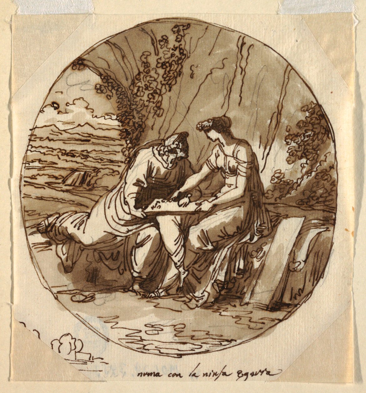 Numa Pompilius ve Egeria, Numa Pompilius Salonu, Palazzo Milzetti, Faenza by Felice Giani