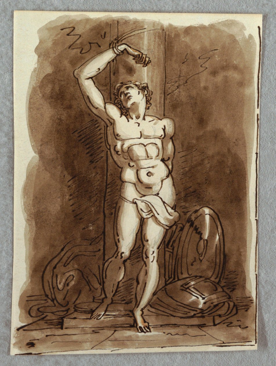 Aziz Sebastian, Enthroned Bakire ile Polyptich Detayı, Dosso Dossi