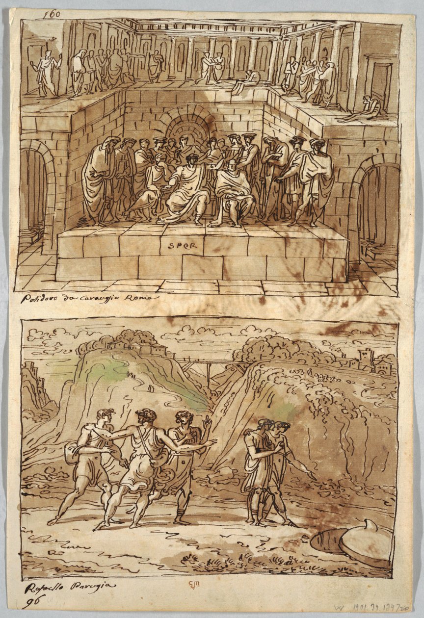 Eskiz Defteri Sayfası, Folio 98: Caravaggio ve Raphael