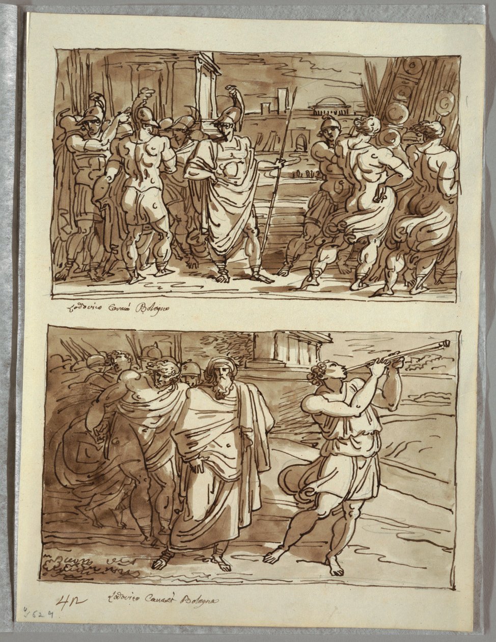 Romulus'un Gururu: Veii'nin Yaşlı Kaptanının Alaycılığı; Carracci'den Sonra İki Çalışma by Felice Giani