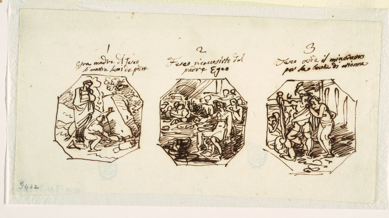 Theseus Salonu için Theseus Konularının Üç Eskizi, Palazzo Gaddi, Forli by Felice Giani
