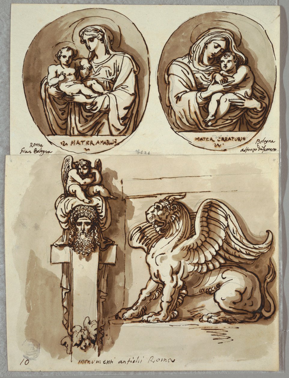 Ovallerde Madonna ve Çocuğun İki Çizimi, Giambologna ve Alfonzo da Ferrero