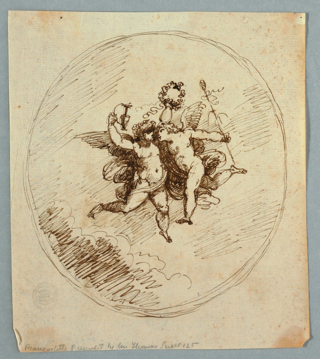 Dionysos Nitelikli İki Uçan Putti by Felice Giani