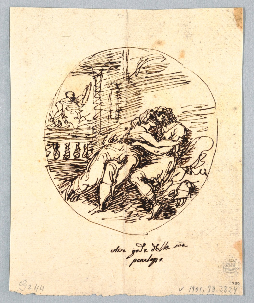 Ulysses ve Penelope Birbirlerini Kucaklarken by Felice Giani