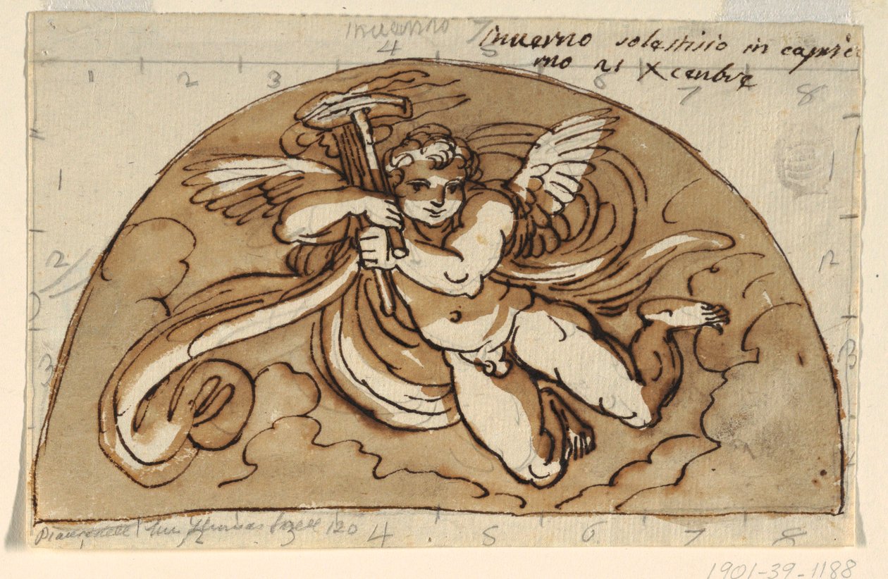 Kış, Sekizgen Odanın Tavanı için Lunette, Palazzo Milzetti, Faenza by Felice Giani
