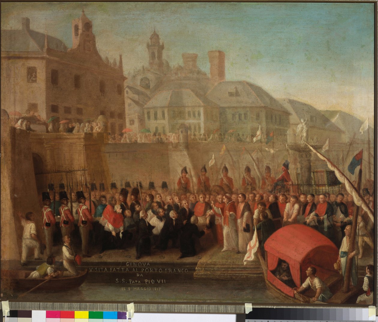 H.S. tarafından Cenova serbest liman ziyareti Papa Pius VII, c.1818 (tuval üzerine yağlı boya) by Felice Guascone