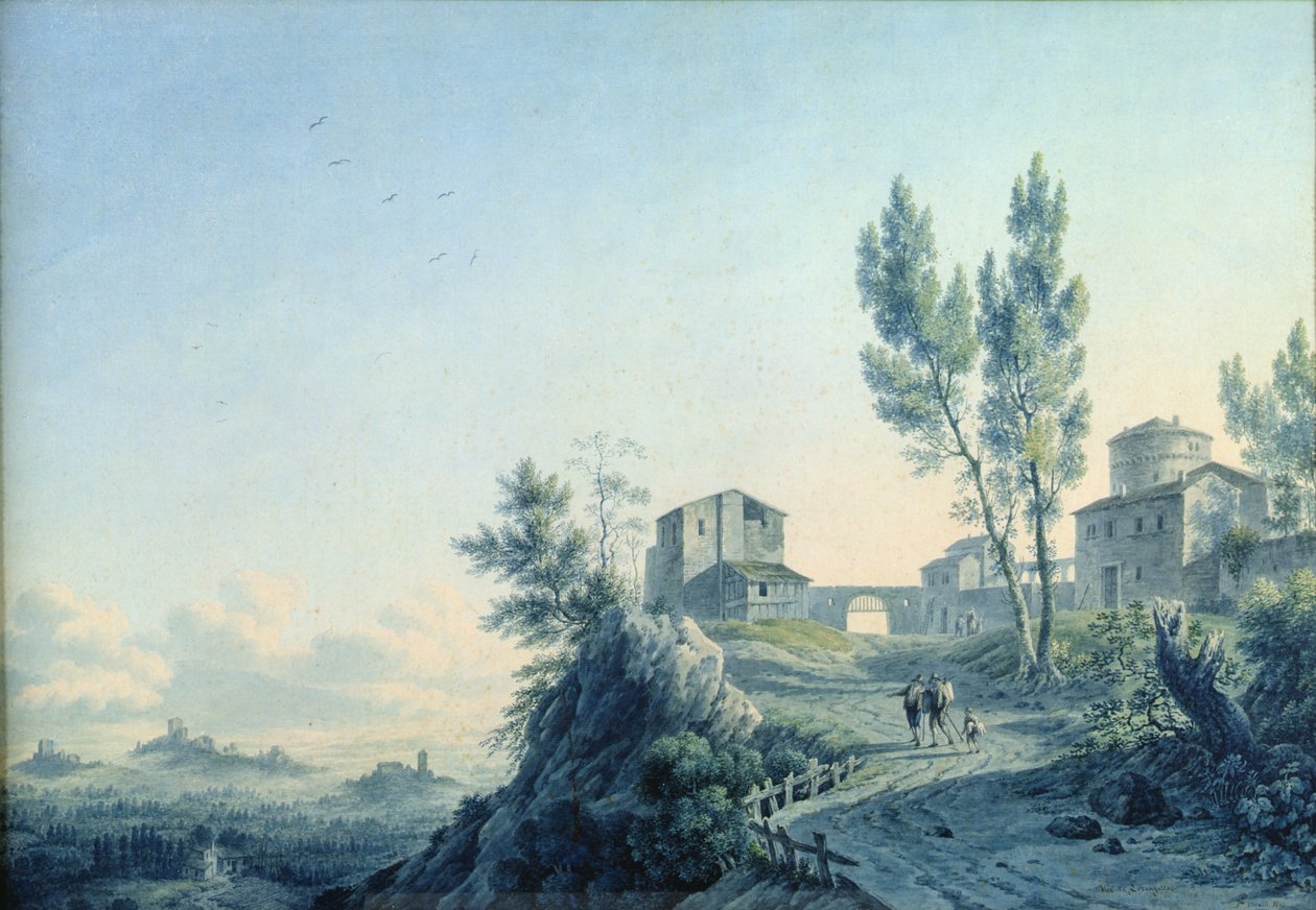 Lorenzetto Kalesi, Castagneto, 1803 (kağıt üzerinde wc) by Felice Marie Ferdinand Storelli