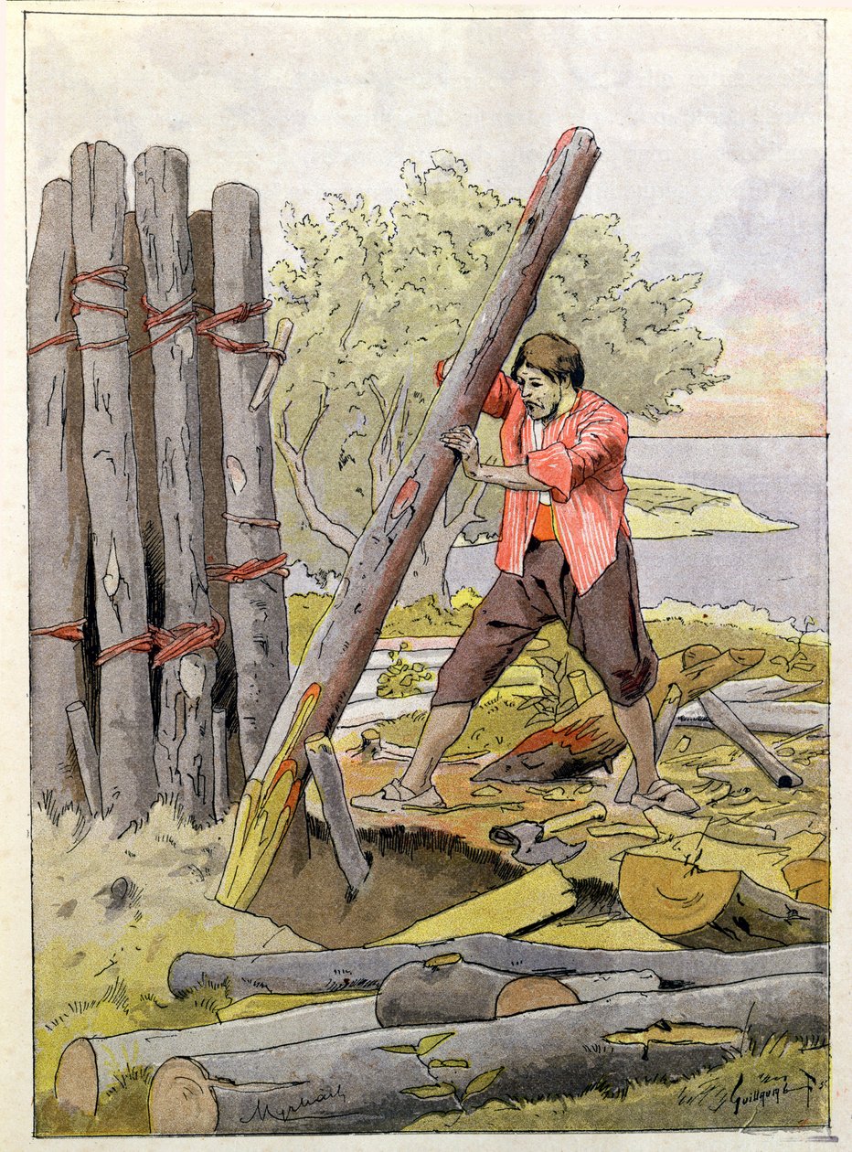 Robinson Crusoe İlk Konutunu İnşa Etmek, 1930 by Felicien baron de Myrbach Rheinfeld